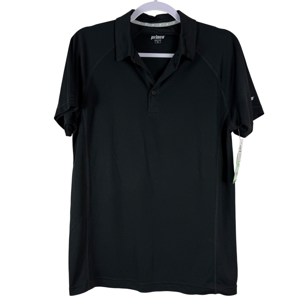NWT Prince Mens Black Tennis Apparel Match Polo Shirt Size Small UPF MPT11021 - Picture 1 of 9